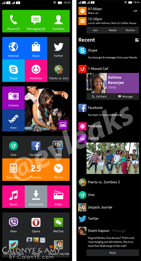 诺基亚Android手机UI泄漏 酷似Windows Phone - 第1张  | CALONYE.COM